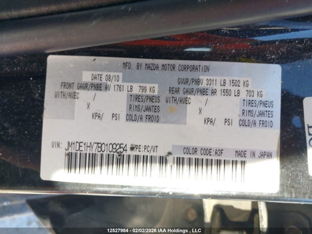 12527984 :رقم المزاد ، JM1DE1HY7B0109254 vin ، 2011 Mazda Mazda2 مزاد بيع