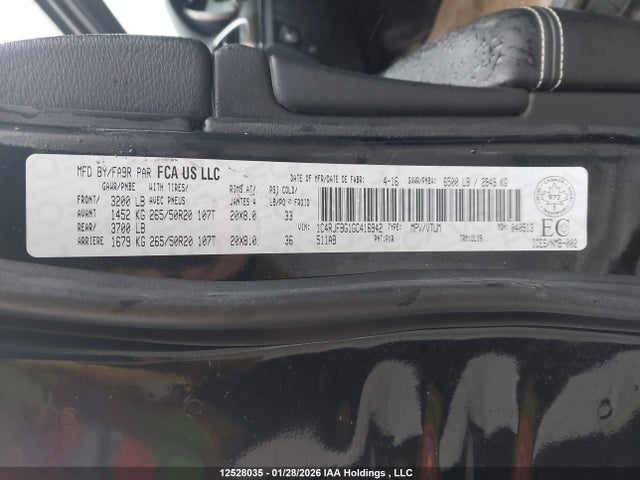 1C4RJFBG1GC416942 Jeep Grand Cherokee Limited