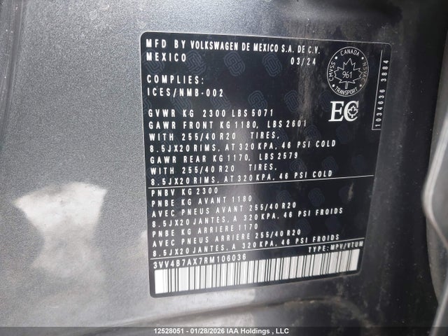 3VV4B7AX7RM106036 Volkswagen Tiguan Highline R-line