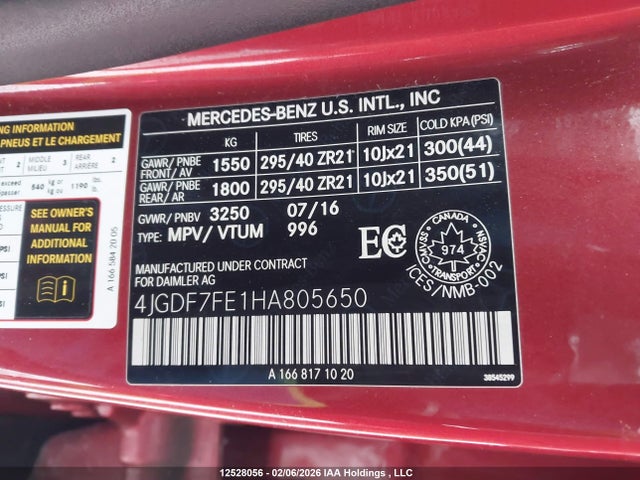 4JGDF7FE1HA805650 Mercedes-Benz Gls 63 Amg 4matic