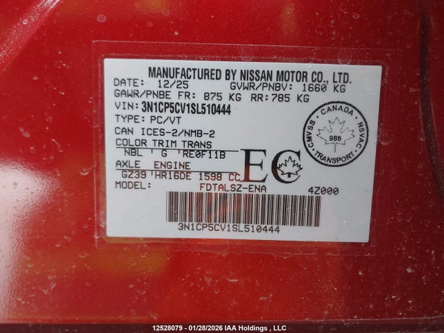 3N1CP5CV1SL510444 Nissan Kicks Play Sv