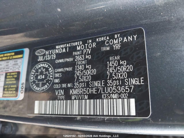 KM8R5DHE7LU053657 Hyundai Palisade Ultimate