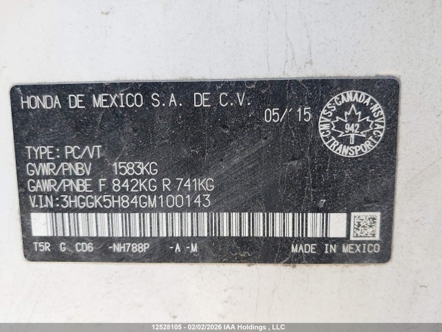 3HGGK5H84GM100143 Honda Fit Ex/exl