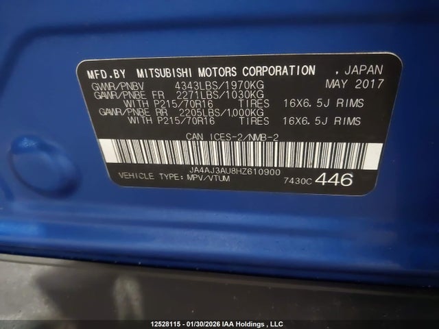 JA4AJ3AU8HZ610900 Mitsubishi RVR SE