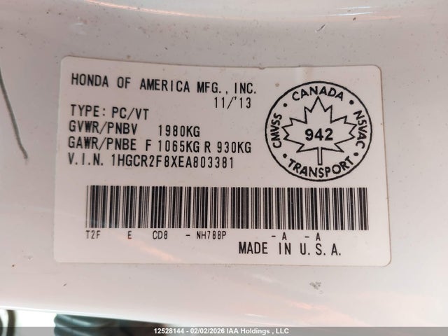 Honda Accord 2014 1HGCR2F8XEA803381 Image 17