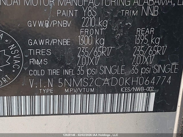 Hyundai Santa Fe Se 2019 5NMS2CAD0KH064774 Image 9