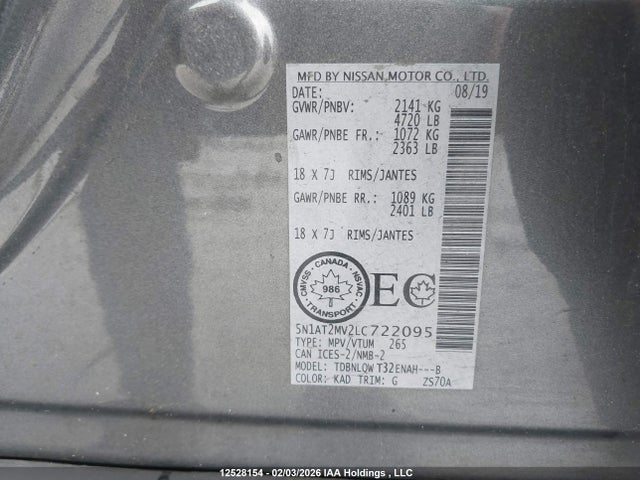 Продажа на аукционе авто 2020 Nissan Rogue S/sl/sv, vin: 5N1AT2MV2LC722095, номер лота: 12528154