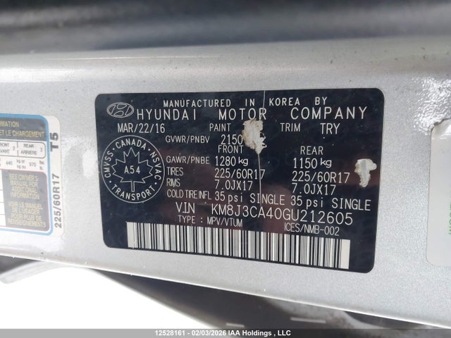 KM8J3CA40GU212605 Hyundai Tucson Premium