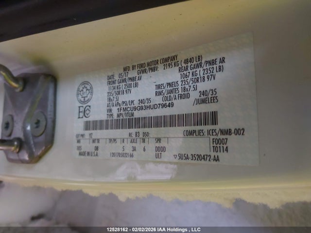 1FMCU9G93HUD79649 Ford ESCAPE SE