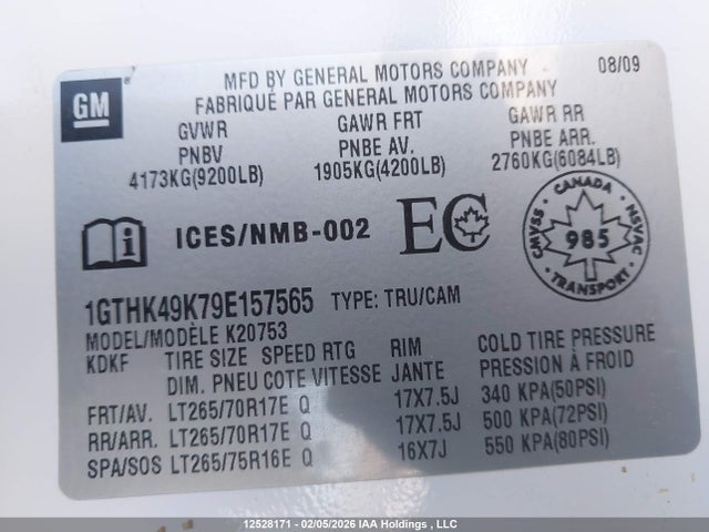 Aukcja sprzedaży 2009 Gmc Sierra K2500 Heavy Duty, vin: 1GTHK49K79E157565, numer aukcji: 12528171