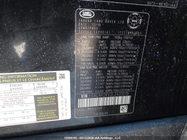 SALRR2RV2L2433019 Land Rover Discovery Hse
