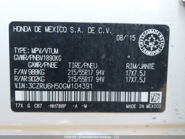 3CZRU6H50GM104391 Honda HR-V EX