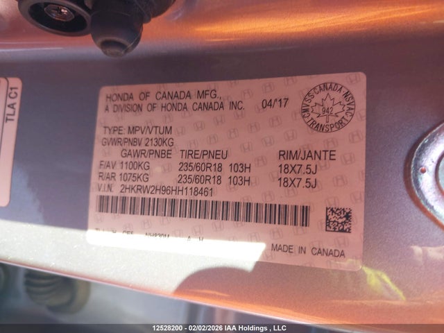 2HKRW2H96HH118461 Honda Cr-v Touring