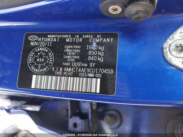 Aukcja sprzedaży 2012 Hyundai Accent Gl, vin: KMHCT4AE9CU170453, numer aukcji: 12528202