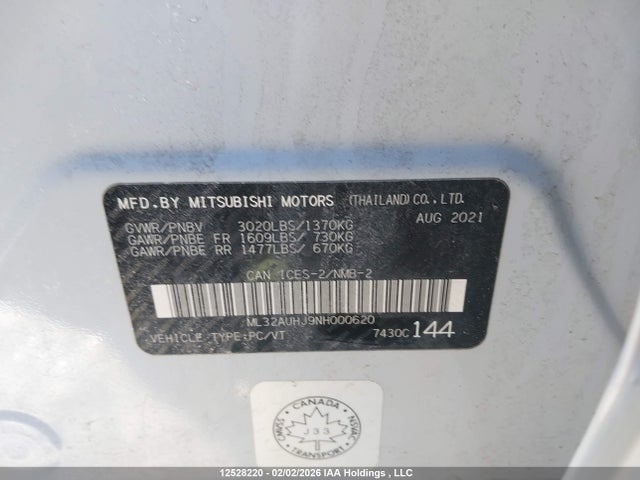 ML32AUHJ9NH000620 Mitsubishi Mirage Es/le