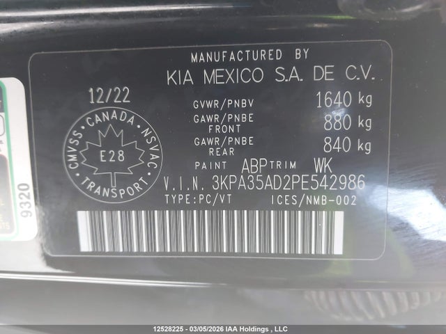 3KPA35AD2PE542986 KIA Rio Ex Premium
