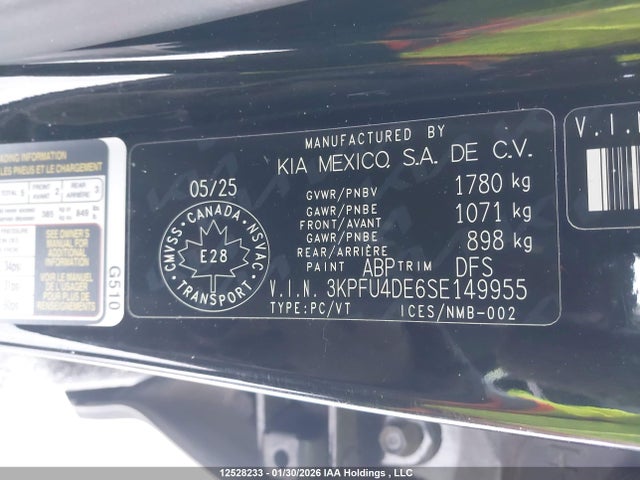 3KPFU4DE6SE149955 KIA K4 Ex
