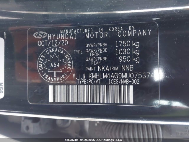 KMHLM4AG9MU075374 Hyundai Elantra