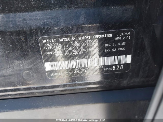 JA4J4VA80RZ623843 Mitsubishi Outlander Se/black Edition/ralliart