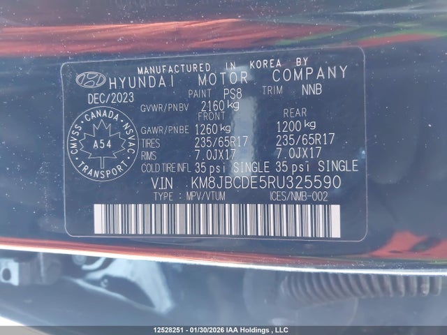 KM8JBCDE5RU325590 Hyundai TUCSON SEL