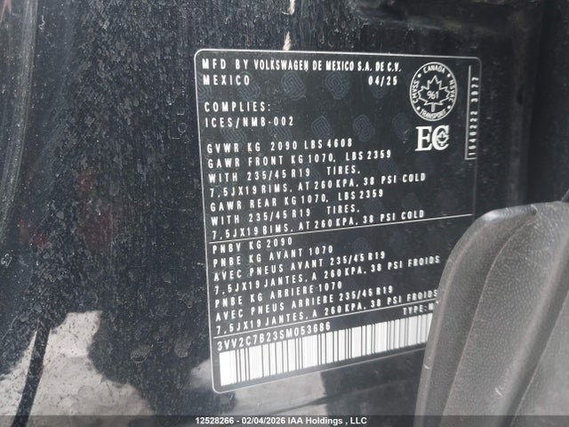 3VV2C7B23SM053686 Volkswagen Taos Comfortline Black Edition