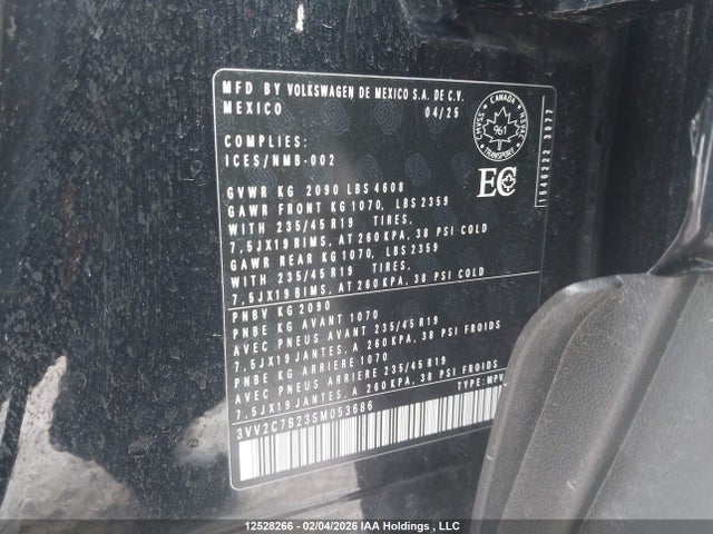3VV2C7B23SM053686 Volkswagen Taos Comfortline Black Edition