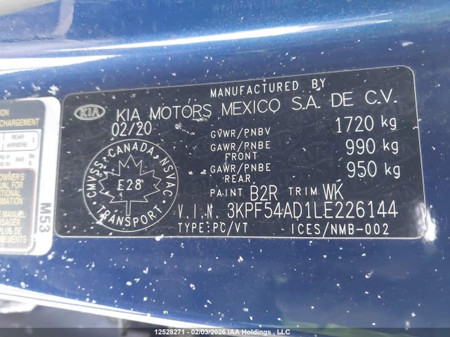 Продаж на аукціоні авто 2020 Kia Forte Ex, vin: 3KPF54AD1LE226144, номер лоту: 12528271