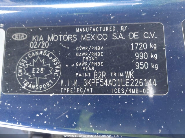 Продаж на аукціоні авто 2020 Kia Forte Ex, vin: 3KPF54AD1LE226144, номер лоту: 12528271
