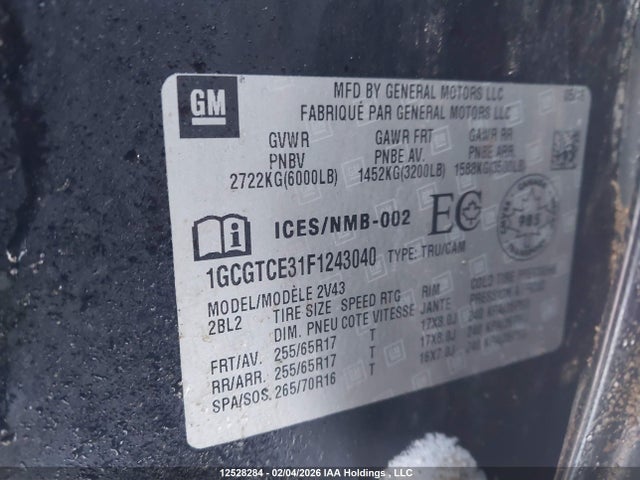 1GCGTCE31F1243040 Chevrolet Colorado Z71