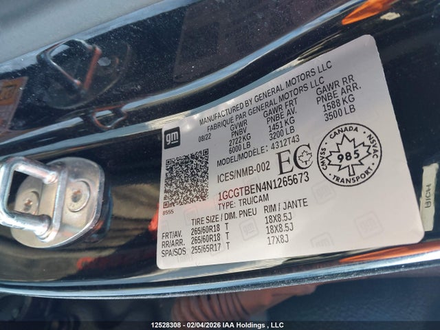 1GCGTBEN4N1265673 Chevrolet Colorado Wt