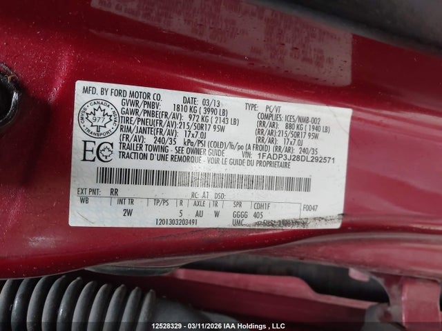 2013 Ford Focus მანქანა იყიდება აუქციონზე, vin: 1FADP3J28DL292571, აუქციონის ნომერი: 12528329
