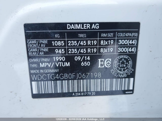 WDCTG4GB0FJ067198 Mercedes-Benz Gla 250 4matic