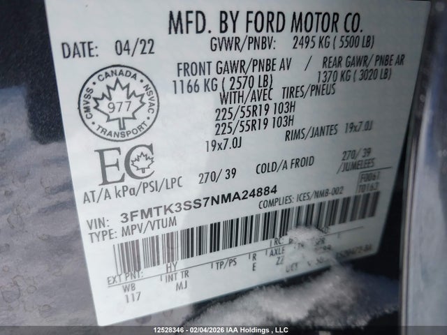 3FMTK3SS7NMA24884 Ford Mustang Mach-E