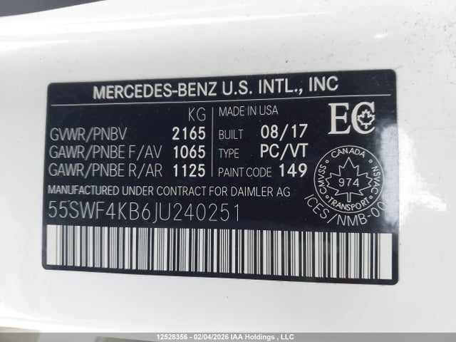 55SWF4KB6JU240251 Mercedes-Benz C 300 4matic