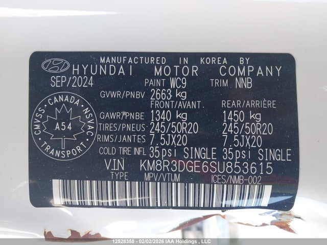 KM8R3DGE6SU853615 Hyundai Palisade Urban 7 Passenger Seating