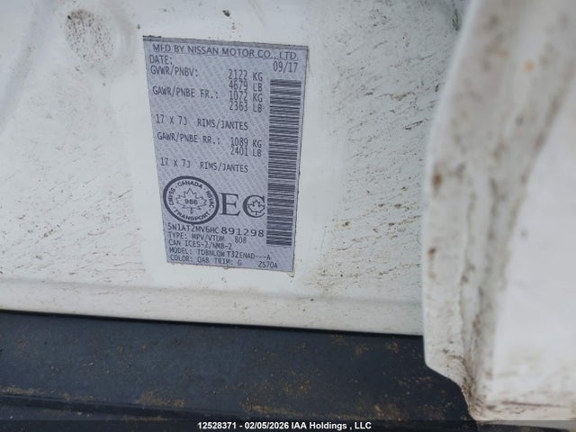 5N1AT2MV6HC891298 Nissan Rogue Sv/sl