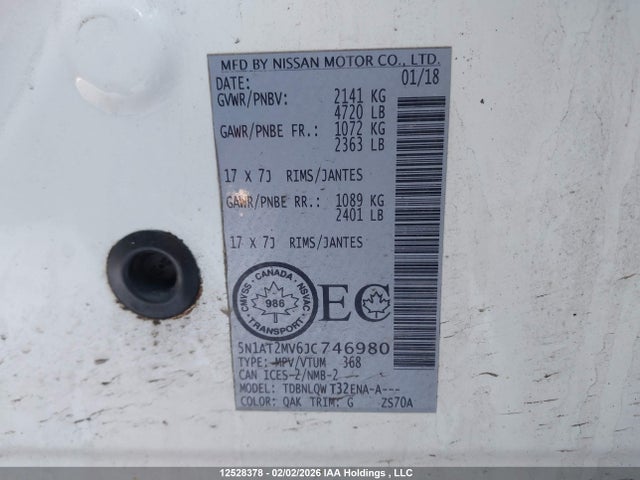 5N1AT2MV6JC746980 Nissan Rogue Midnight Edition/s/sl/sl W/propilot Assist/sv