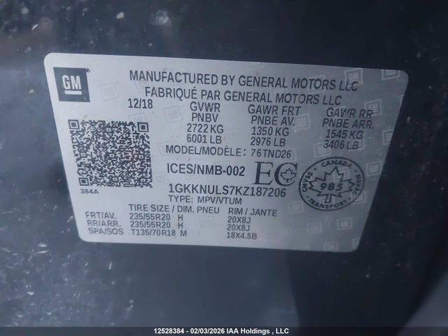 1GKKNULS7KZ187206 GMC Acadia Slt-1