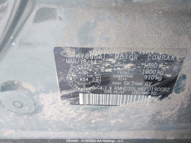 KMHD35LH6EU190082 Hyundai Elantra Gt Gls