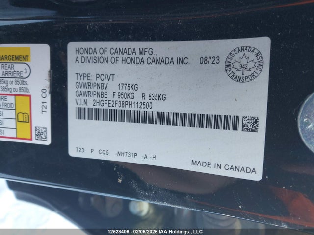 Honda Civic Ex/ex-b 2023 2HGFE2F38PH112500 Image 17