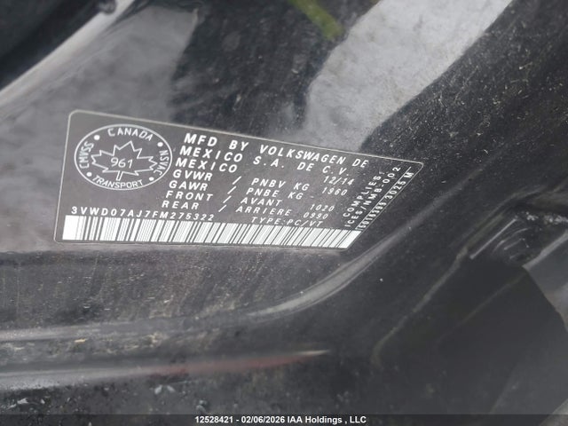 3VWD07AJ7FM275322 Volkswagen Jetta 1.8 Tsi Comfortline/1.8 Tsi Trendline+