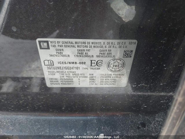 3GTU2NEJ7GG247161 GMC Sierra 1500 Slt