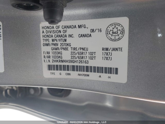 2HKRM4H59GH126163 Honda CR-V EX