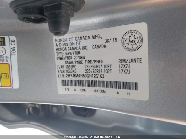 2HKRM4H59GH126163 Honda CR-V EX