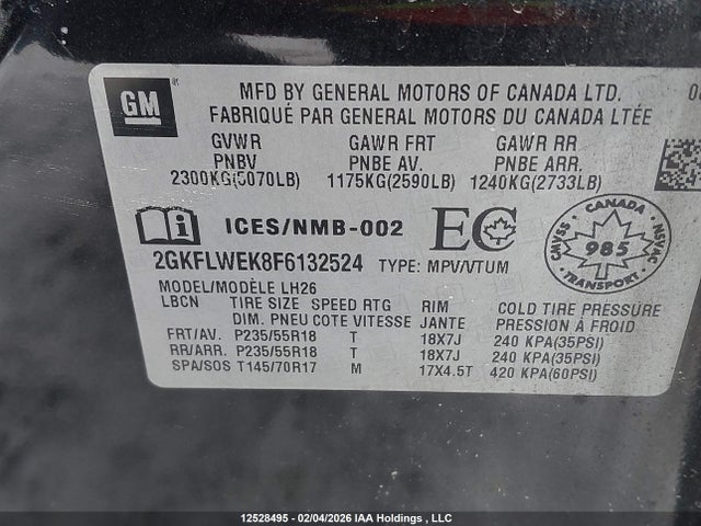 2GKFLWEK8F6132524 GMC Terrain Sle