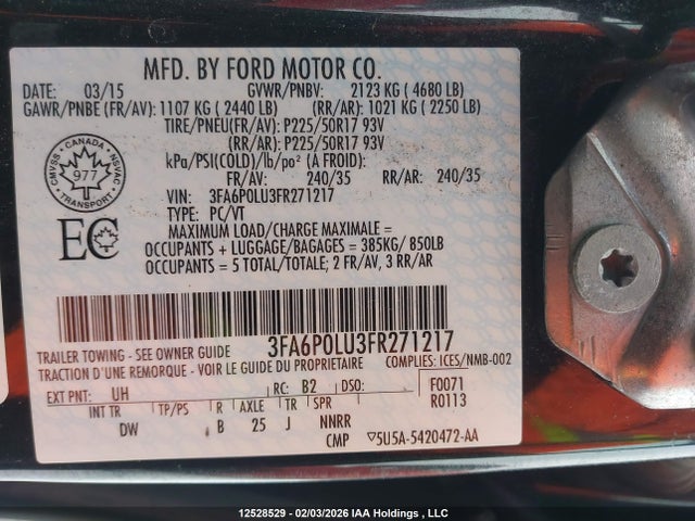 Продажа на аукционе авто 2015 Ford Fusion Hybrid Hybrid, vin: 3FA6P0LU3FR271217, номер лота: 12528529