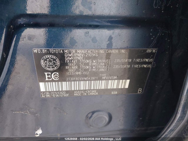 2T3DFREVXHW543971 Toyota Rav4 Limited