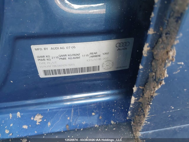 12528574 :رقم المزاد ، WAUAF78E56A057645 vin ، 2006 Audi A4 مزاد بيع
