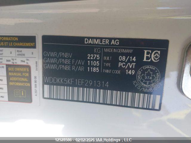 12528586 :رقم المزاد ، WDDKK5KF1EF291314 vin ، 2014 Mercedes-benz E 350 مزاد بيع