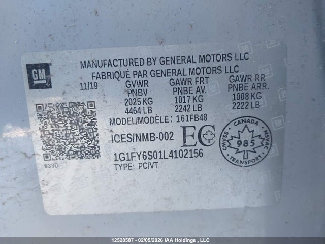 1G1FY6S01L4102156 Chevrolet BOLT EV LT